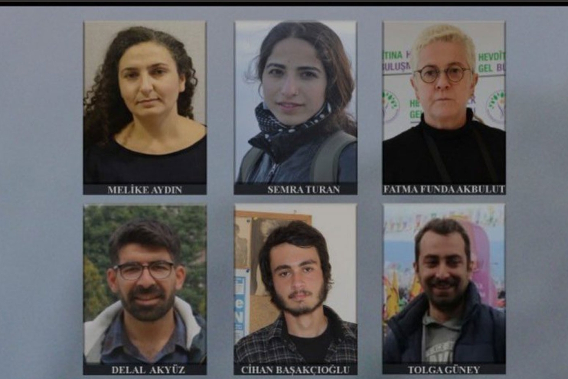 A collage of the six journalists detained on 13 Feburary